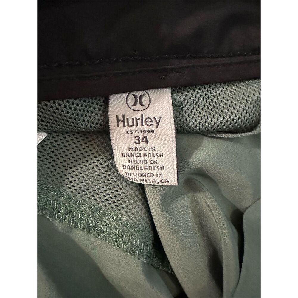 Hurley Men's Chino Shorts Size 34 Olive Green Casual Flat Front - Picture 7 of 7
